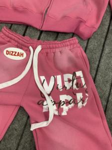 Logo personnalisé 100% coton pantalon de survêtement évasé surdimensionné en détresse Vintage soleil fané fermeture éclair lavage à l'acide survêtement strass hiver - Product Image 5