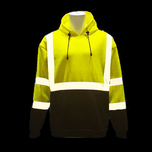 Sweat-shirts de sécurité haute visibilité noirs pour hommes - Vestes réfléchissantes en polyester de classe 3 pour la construction et le transport - Product Image 1