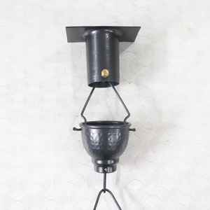 Ornement de jardin en aluminium antique en métal de bonne qualité Chaîne de pluie noire martelée pour fontaine d'eau - Product Image 3