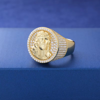 Anillo Clásico con Cabeza de Jesús de Diamante Moissanite para Hombre y Mujer, Amuleto Religioso, Accesorios para Bodas y Fiestas en Plata de Ley 925