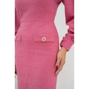 Robe fuchsia à col large et taille naturelle pour les occasions de bureau (vente en gros) - Product Image 1