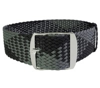 Bracelet Perlon unisexe classique respirant en tissu élastique résistant à l'eau pour montre P05-P19 Noir Gris foncé 20-22mm Personnalisé