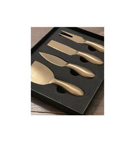 ชุดมีดทองเหลืองดีไซน์รูปใบไม้พร้อมกล่องใส่ของขวัญชุดมีดทองเหลืองสำหรับชีส - Product Image 5