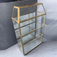 Étagères décoratives modernes en laiton et verre Artisan Design SH26 pour la décoration intérieure, vitrine et rangement, installation sur table, Inde