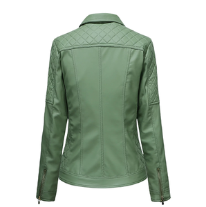 2024 nouveau Design femmes hiver motard veste en cuir décontracté mince revers col Style moderne respirant femmes vestes du Pakistan - Product Image 6