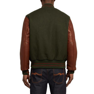 Blouson aviateur en toile vintage avec logo personnalisé pour hommes séchage rapide chenille broderie coupe ample - Product Image 3