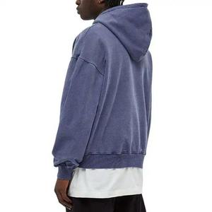 Sweat-shirts à capuche en coton 100% délavé à l'acide pour hommes, broderie usée, logo patch, épaules tombantes, vêtements d'hiver - Product Image 3