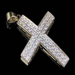 Personalizado forma redonda Moissanite diamante Hip Hop Iced Out lujo estilo Jesús Cruz colgante - Product Image 1