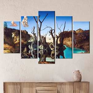 Toile imprimée : Cygnes reflétant le paysage de Dali - Élégance artistique, lot de 5 : impression sur toile tendue - Product Image 1