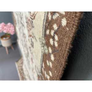 Vintage Turkish Rug, 3.9x6.4 ft Rug, <b>Brown</b> Animal Print <b>Wool</b> Rug - Product Image 3