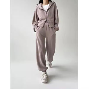 Chándal de mujer de alta calidad 100% algodón polar mujer chándales Color sudor cómodo ropa Casual chándales para mujer - Product Image 6