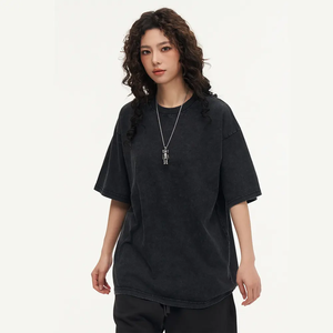 Unisex Oversized 300Gsm Heavy Cotton T-Shirt Acid Wash Vintage Design Custom Logo 100% Cotton Screen Fitness <b>Dropshipping</b> Men's - Product Image 4