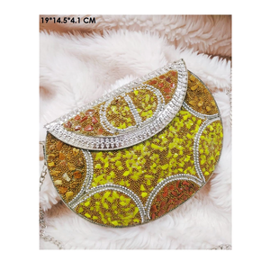 Bolso de mano de Metal de estilo bohemio de lujo para mujer, cadenas geométricas de mal de ojo hechas a mano, marco de monedero nupcial para boda de noche - Product Image 1