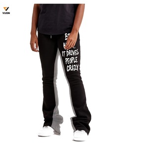 Venta al por mayor personalizado Flare pantalones de chándal de los hombres de alta calidad Flare Joggers Casual algodón Split Flared pantalones de chándal apilados - Product Image 3