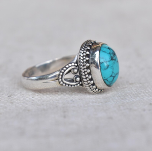 Anillo Ovalado Azul Turquesa de Plata de Ley 925 Sólida, Joyería Hecha a Mano, Mejor Calidad, Precio de Fábrica, Venta al por Mayor - Product Image 5