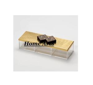 Bandeja de servicio de color plateado de acero inoxidable con cubierta acrílica Juego de dos bandejas de servicio de té y café de forma cuadrada - Product Image 5