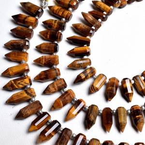 Cuentas de piedras preciosas de lápiz de ojo de tigre natural, hebra de 8 pulgadas de largo con forma elegante, tamaño de 6x14mm para suministros de joyería - Product Image 1