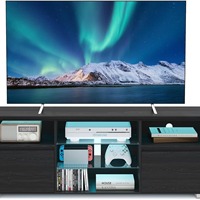 Meuble TV console de rangement pratique en bois noir, style minimaliste français, tendance, directement de l'usine