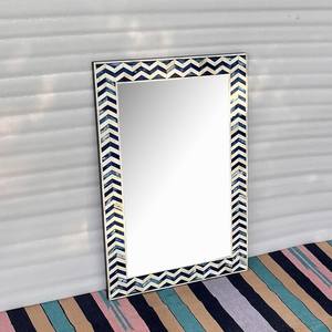 Elegante Espejo de Pared Moderno con Incrustaciones de Hueso, Marco de Madera Hecho a Mano, Espejo Decorativo Ecológico para Decoración de Paredes del Hogar, Hoteles y Boutiques - Product Image 1