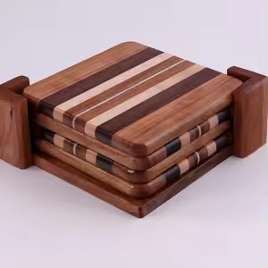 Juego de posavasos de madera decorativos de lujo, posavasos rústicos naturales hechos a mano para mesa de comedor, café, té, hogar, cocina, posavasos para bebidas - Product Image 6