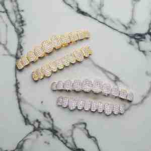 Grillz en argent 925 plaqué rhodium avec moissanite et micro-incrustation de diamants pour hommes, bijoux hip-hop, cadeaux de mariage, Luxira Jewels - Product Image 3