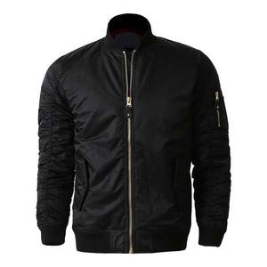 Concevez votre propre logo Veste bomber décontractée pour homme en tissu uni d'automne Service OEM Léger Col montant Fermeture éclair Noir - Product Image 1