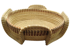 ตะกร้าสำหรับใส่ผลไม้และอุปกรณ์เสริมอื่นๆตะกร้าหวายและปอกระเจาทำด้วยมือสีเงิน - Product Image 4