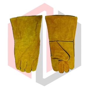 Gants de soudage de protection, antistatiques, texture lisse, pour soudage MIG TIG, forge, barbecue, cheminée, en cuir résistant aux déchirures, 14 - Product Image 5