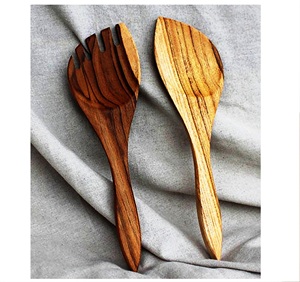 Ensemble de couverts à salade en bois faits à la main Dernier design avec cuillère à salade en bois d'acacia et de manguier - Product Image 1
