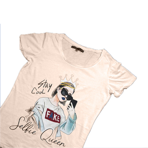 T-shirt pour femme de qualité supérieure, confortable, coupe classique, écologique, 100% coton, anti-boulochage, broderie personnalisable, décharge - Product Image 5