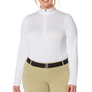 Chemise d'équitation de qualité supérieure pour dames à manches courtes extensible compétition de cheval spectacle haut Performance porter - Product Image 4