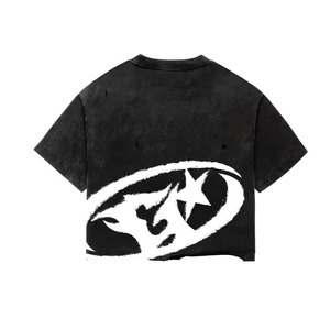 Camisetas Extra Grandes con Diseño de Parches Estampados, Nueva Tendencia, MOQ Bajo, Camisetas Extra Grandes de la Mejor Calidad para Hombre, Lavado Ácido - Product Image 2