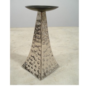 <b>Large</b> Size Silver Shine Aluminium Pillar <b>Candle</b> Holder for Home Living Room Table Top Decoration Use - Product Image 5
