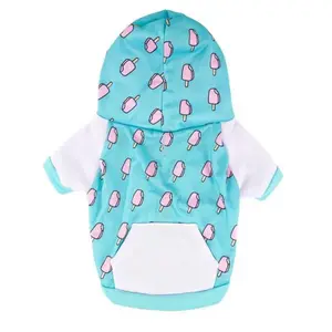 Dogs Hoodies Ice Cream Printed Pattern Coral Blue Dog Hoodies Premium Quality Manufacturer Very Cheap Price