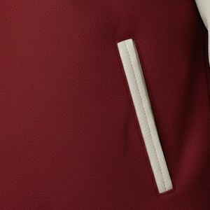 Chaqueta Universitaria de Alta Calidad para Hombre, Cuerpo de Lana, Mangas de Cuero Genuino, Informal, Invernal, Transpirable, Resistente al Viento, con Logotipo Frontal - Product Image 5