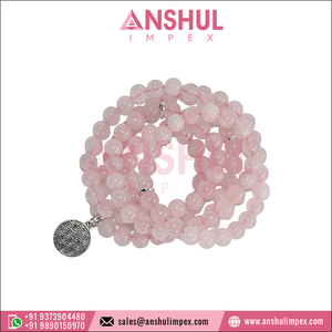 Good Quality Best Selling Handmade Rose Quartz Crystals 108 Prayer Bead Meditation Mala <b>Bracelet</b> for Wholesale Purchase - Product Image 6