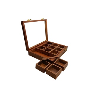 Boîte à épices en bois du fabricant indien Taux de gros Forme carrée Conception pliable fonctionnelle - Product Image 2