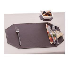 แผ่นรองจานหนังออกแบบโลโก้ได้ตามที่ต้องการแผ่นรองจานหนังทรงกลมแบบโบราณ - Product Image 6