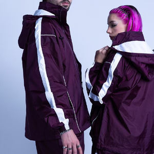 Ensemble de survêtement réversible imperméable en coton de haute qualité avec logo personnalisé, coupe-vent d'hiver, deux pièces, fermeture éclair, streetwear - Product Image 3