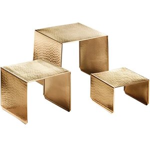 Juego de 3 soportes de metal dorado martillado Riser Dátiles árabes que sirven Ramadán Chocolate Sweet Serving Riser - Product Image 1