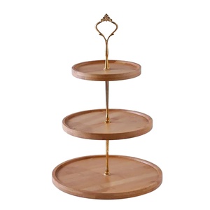 Vente chaude support à gâteau en osier et support à dessert pour gâteau de décoration avec poignée en bois support créatif moderne pour gâteaux et pâtisseries - Product Image 4