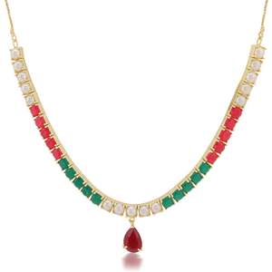 <b>Indian</b> Crystal Jewellery Faux Pearl <b>Choker</b> Chin <b>Necklace</b> Earrings Jewelry Set <b>Indian</b> Wholesale Jewellery Set - Product Image 5