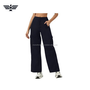 Pantalon droit à jambes larges taille mi-haute pour femme de qualité supérieure |   Pantalon coupe classique en polaire coupe-vent |   Vêtements décontractés d'hiver style streetwear - Product Image 5