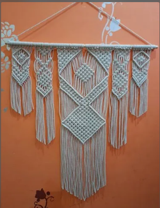 Décoration murale Art Déco en macramé fait main, motif vertical en tissu, pour l'occasion Diwali, 2 pièces, lavable, pour salon et usage commercial - Product Image 3