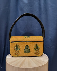 yellow beaded pineapple handbag Indian fully handcrafted <b>women</b> luxury evening clutch designer party wedding purse handbag - Product Image 3