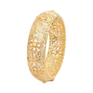 กำไลชุบทอง14K 18K 24K กำไล Kada แบบหรูกำไลข้อมือแฟชั่นกำไลทองเหลืองบรรจุทอง joyeria - Product Image 1