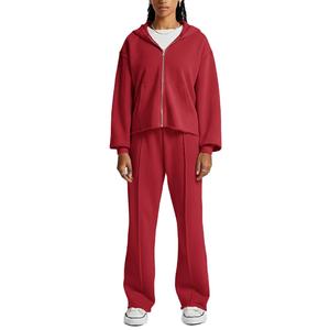 Ensemble deux pièces pour femmes tendance, logo personnalisé, sweat-shirt uni, molleton lourd, capuche d'hiver avec design personnalisé - Product Image 5