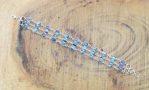 Bracelet en argent sterling labradorite réglable 3 rangs de pierres précieuses Bijoux faits à la main Cadeau élégant pour femmes - Product Image 2