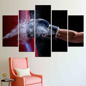 Tableaux imprimés sur toile : Art sur toile de boxe pour la décoration murale de la « Man Cave », lot de 5 tableaux assortis - Product Image 1