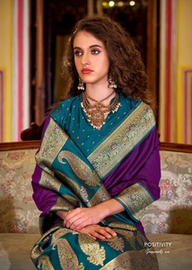 Sari de seda suave de diseñador indio pakistaní, vestido de boda de estilo tejido Zari, vestido de novia de estilo tradicional - Product Image 2